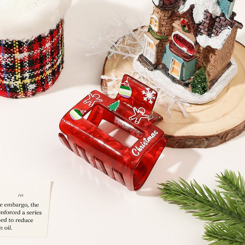 Wholesale Christmas Cartoon Print Ponytail Hair Shark Hair Clips